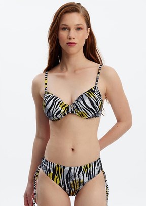 LOUREN Antrasit Kadın Toparlayıcı Üst Bikini