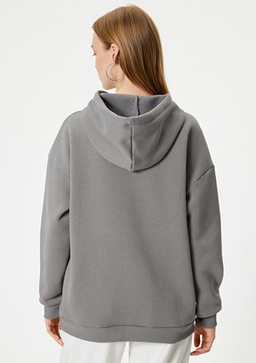 Koton Antrasit Kadın Kapüşonlu Sweatshirt
