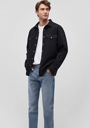 Mavi Çok Renkli Erkek Denim Gömlek