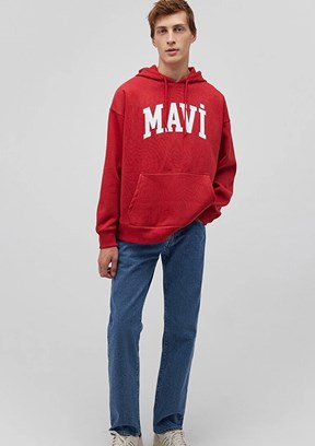 Mavi Kırmızı Erkek Baskılı Sweatshirt