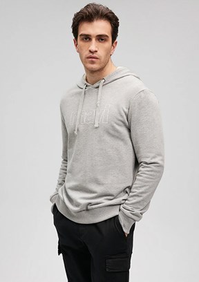 Mavi Gri Erkek Baskılı Sweatshirt