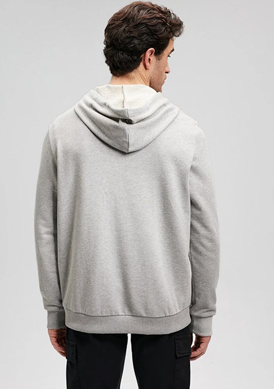 Mavi Gri Erkek Baskılı Sweatshirt