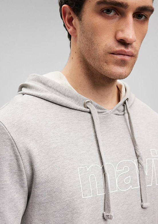 Mavi Gri Erkek Baskılı Sweatshirt