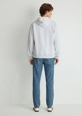 Mavi Beyaz Erkek Fermuarlı Kapüşonlu Sweatshirt