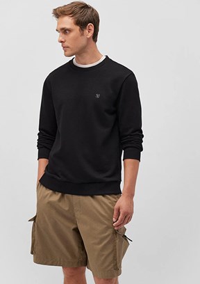 Mavi Siyah Erkek Basic Sweatshirt