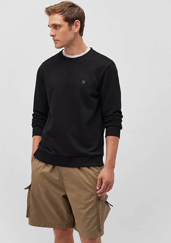 Mavi Siyah Erkek Basic Sweatshirt