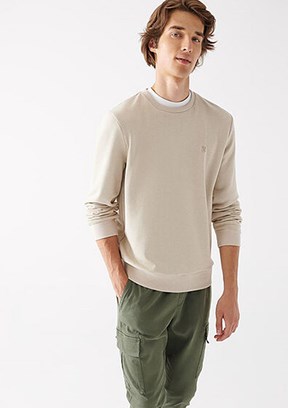 Mavi Bej Erkek Basic Sweatshirt
