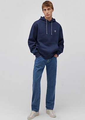 Mavi Lacivert Erkek Kapüşonlu Sweatshirt