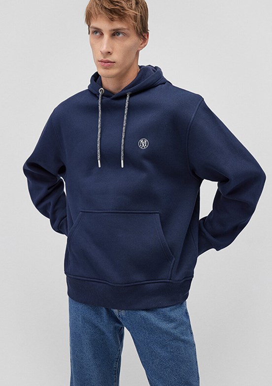 Mavi Lacivert Erkek Kapüşonlu Sweatshirt