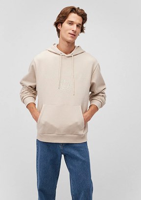 Mavi Bej Erkek Baskılı Sweatshirt