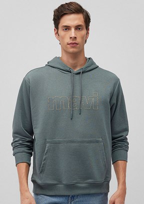 Mavi Yeşil Erkek Baskılı Sweatshirt