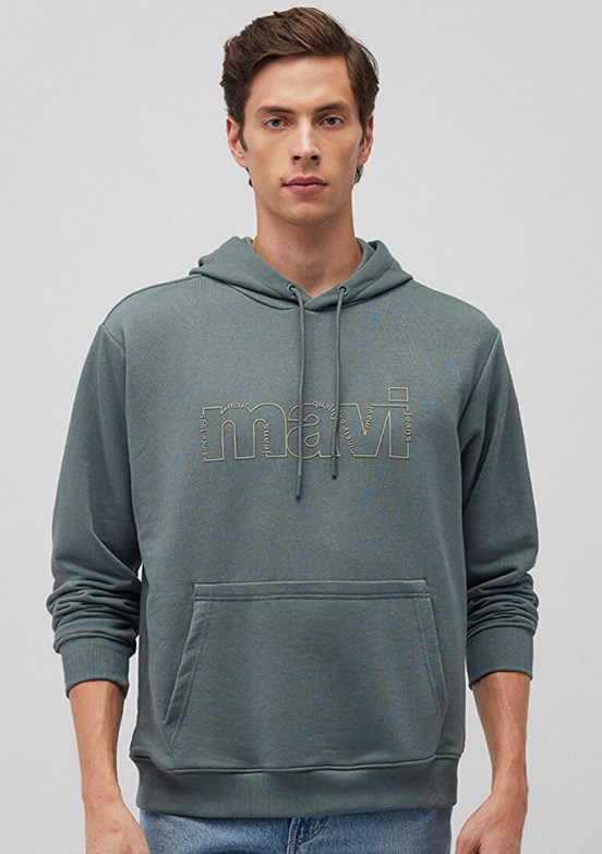 Mavi Yeşil Erkek Baskılı Sweatshirt
