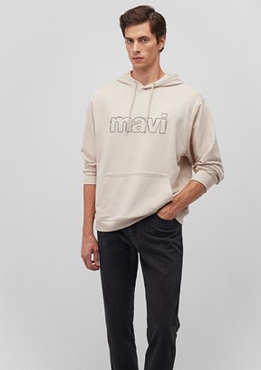 Mavi Bej Erkek Baskılı Sweatshirt