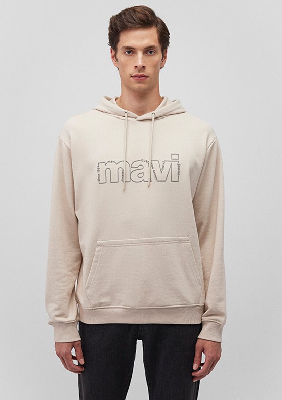Mavi Bej Erkek Baskılı Sweatshirt