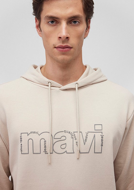 Mavi Bej Erkek Baskılı Sweatshirt