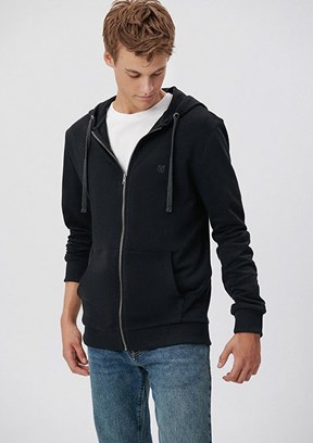 Mavi Siyah Erkek Fermuarlı Sweatshirt
