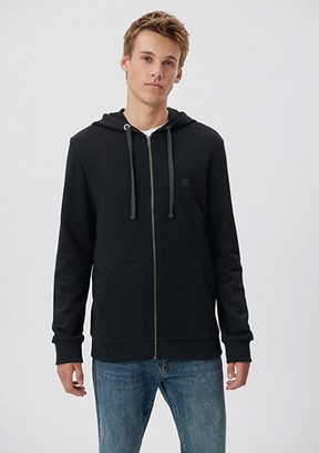 Mavi Siyah Erkek Fermuarlı Sweatshirt