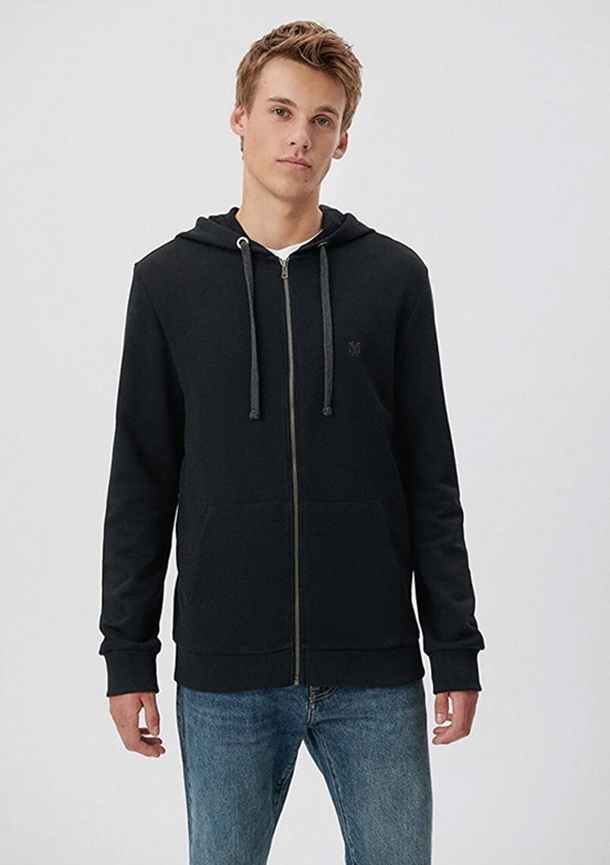 Mavi Siyah Erkek Fermuarlı Sweatshirt