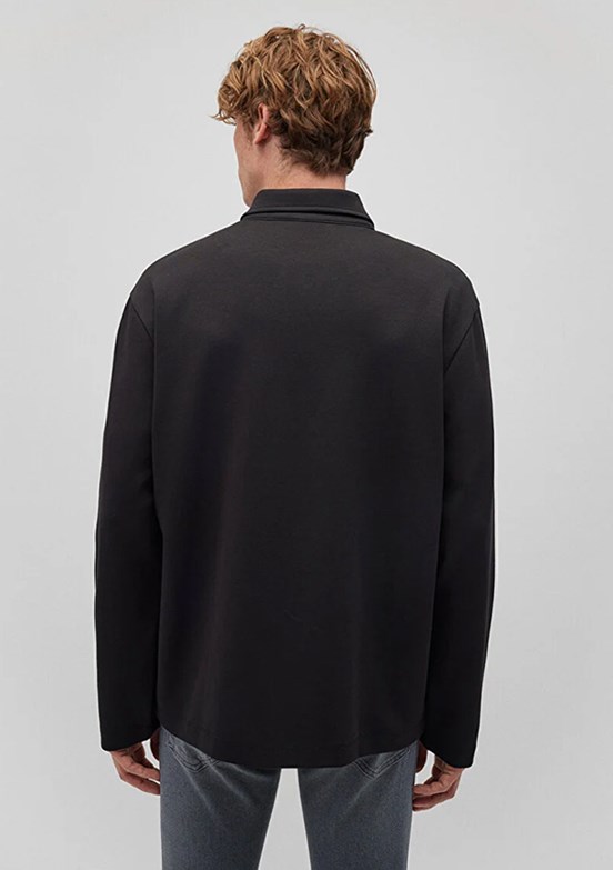 Mavi Siyah Erkek Fermuarlı Sweatshirt