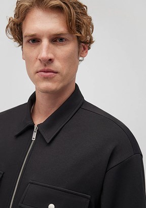 Mavi Siyah Erkek Fermuarlı Sweatshirt