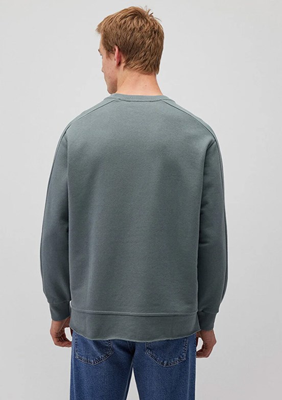 Mavi Yeşil Erkek Bisiklet Yaka Sweatshirt