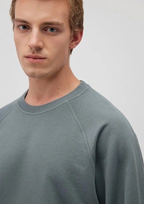 Mavi Yeşil Erkek Bisiklet Yaka Sweatshirt