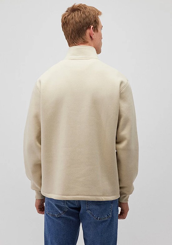 Mavi Bej Erkek Fermuarlı Sweatshirt