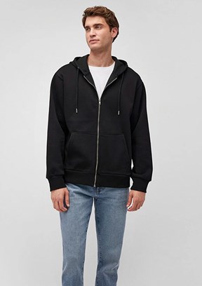 Mavi Siyah Erkek Kapüşonlu Sweatshirt