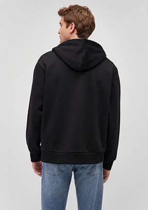 Mavi Siyah Erkek Kapüşonlu Sweatshirt