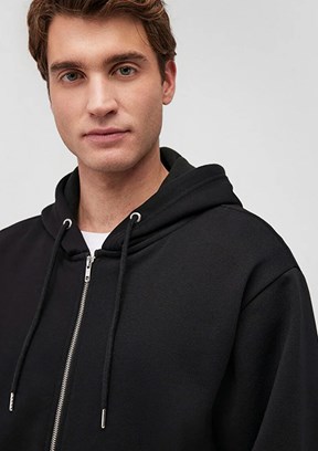 Mavi Siyah Erkek Kapüşonlu Sweatshirt