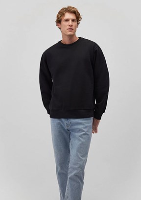 Mavi Siyah Erkek Bisiklet Yaka Sweatshirt