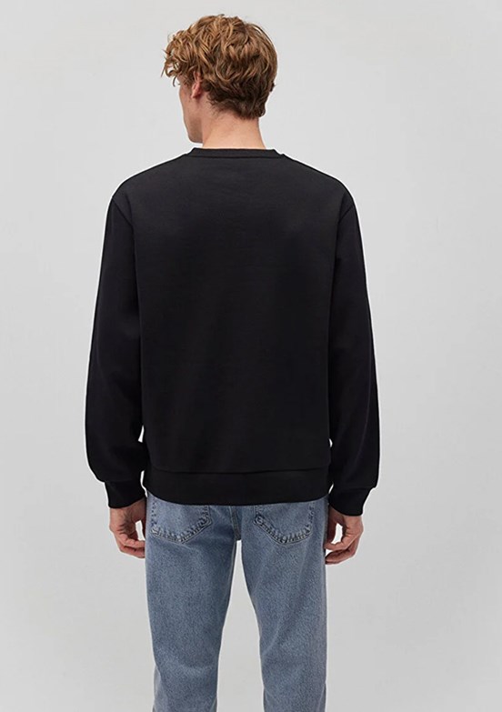 Mavi Siyah Erkek Bisiklet Yaka Sweatshirt