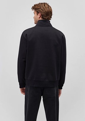 Mavi Siyah Erkek Basic Sweatshirt