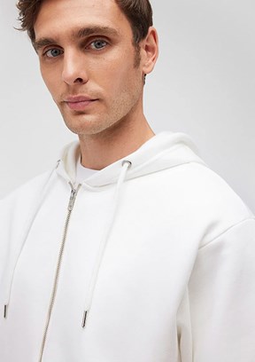 Mavi Beyaz Erkek Kapüşonlu Sweatshirt