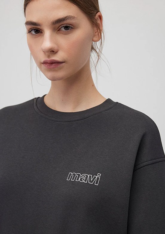 Mavi Antrasit Kadın Baskılı Sweatshirt