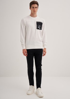 Cazador Beyaz Erkek 3 İplik Sweatshirt
