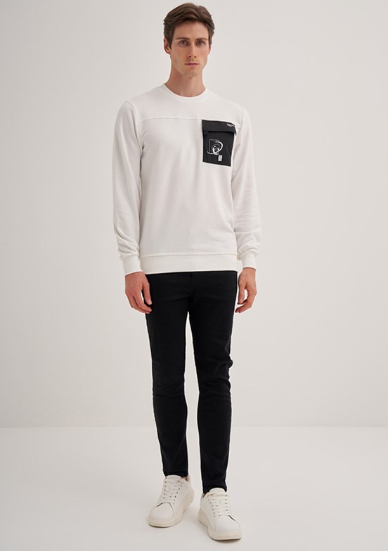 Cazador Beyaz Erkek 3 İplik Sweatshirt