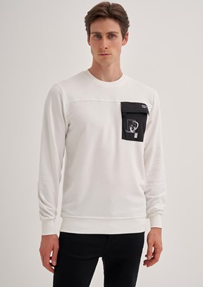 Cazador Beyaz Erkek 3 İplik Sweatshirt