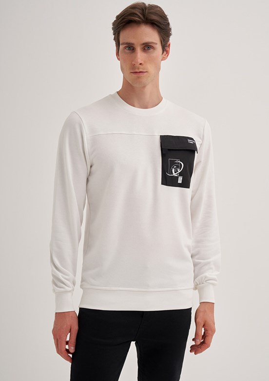 Cazador Beyaz Erkek 3 İplik Sweatshirt