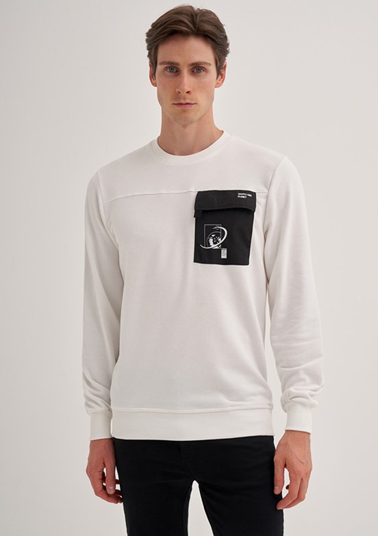 Cazador Beyaz Erkek 3 İplik Sweatshirt