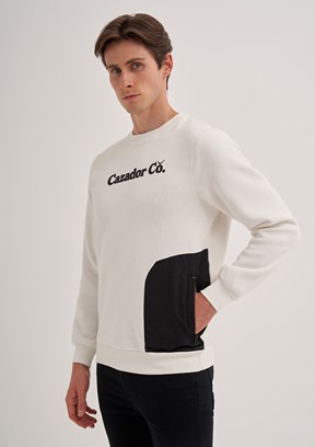Cazador Beyaz Erkek 3 İplik Sweatshirt