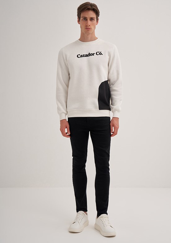 Cazador Beyaz Erkek 3 İplik Sweatshirt