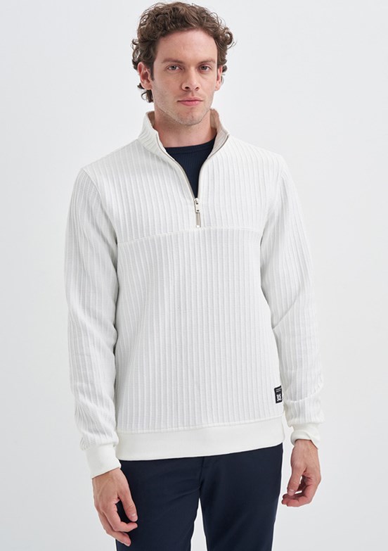 Cazador Beyaz Erkek Polar Sweatshirt