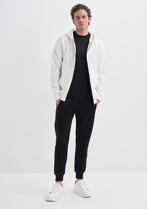 Cazador Beyaz Erkek Fermuarlı Kapüşonlu Sweatshirt