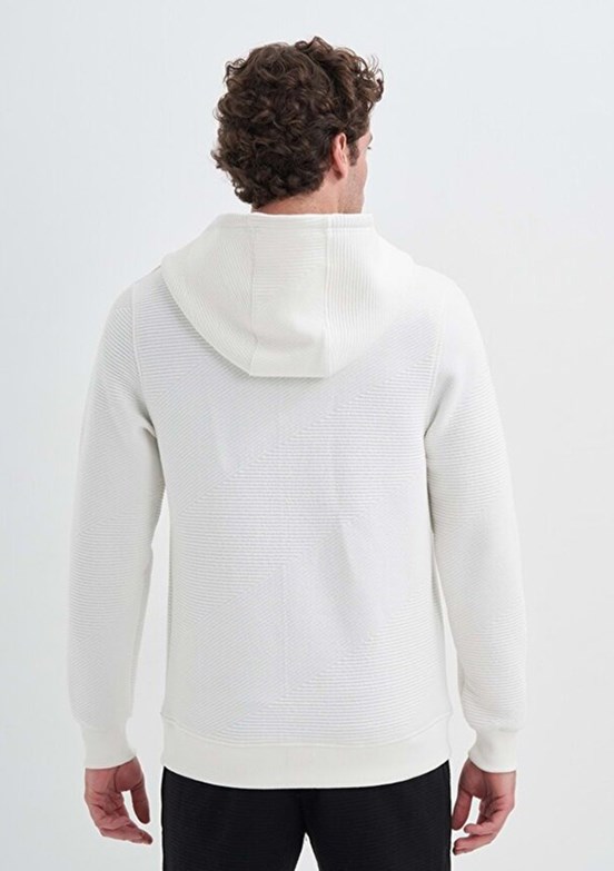 CAZADOR CAZ 5035 - 24KCEEO05035 Erkek Beyaz Fermuarlı Kapüşonlu Sweatshirt