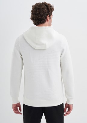 Cazador Beyaz Erkek Fermuarlı Kapüşonlu Sweatshirt