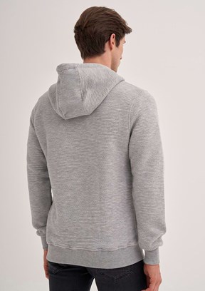 CAZADOR CAZ 5035 - 24KCEEO05035 Erkek Gri Fermuarlı Kapüşonlu Sweatshirt