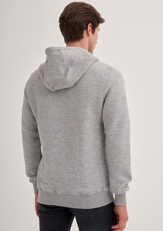 CAZADOR Gri Erkek Fermuarlı Kapüşonlu Sweatshirt
