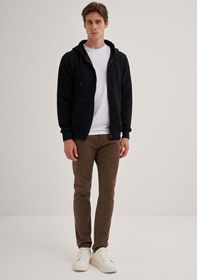 CAZADOR Siyah Erkek Fermuarlı Kapüşonlu Sweatshirt