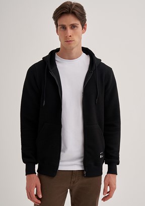 CAZADOR Siyah Erkek Fermuarlı Kapüşonlu Sweatshirt